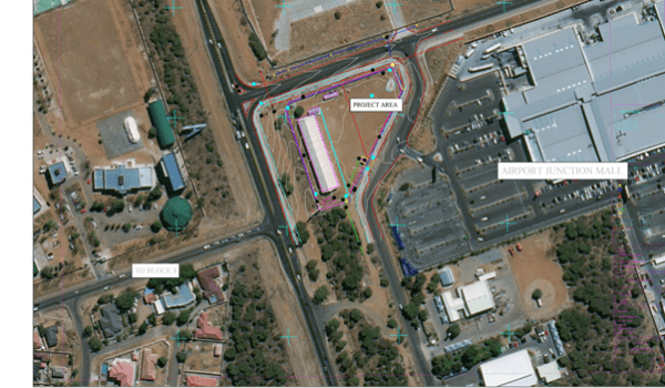 Annotated GIS project boundary map, Gaborone