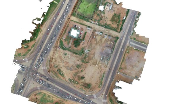 Aerial orthomosaic reconstruction of a road junction
